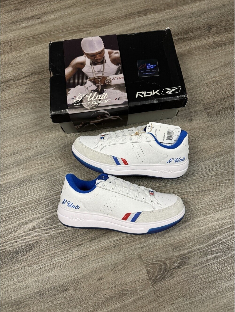 Size 9 - Reebok G-Unit G6 White Blue Red 50-Cent SHIPS NOW